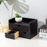Black Bamboo Desk Organizer - Wooden Storage Cabinet with 3 Drawers and Shelf for Home Office Workspace Organization