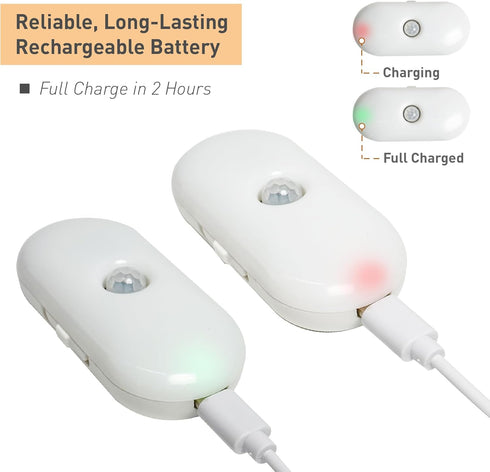 LIBERATECH 2-Color (2 Pack) Rechargeable Motion Sensor Night Light, White & Warm Toilet Light with Auto/On Mode