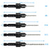 5-pc Countersink Drill Bit Set, 3in1 Woodworking Counterbore Hole Drill Bits for #6 8 10 12 16 Screws, Depth Adjustable M2 Pilot Drill Bits, 82-Degree Chamfer, 1/4 Hex Shank, 2 Allen Wrench