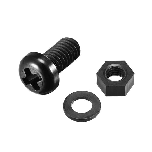 uxcell Nylon Screw Nut Washer Assortment Kit, M6x8mm Round Head Machine Screw Bolt Nuts, 20 Set