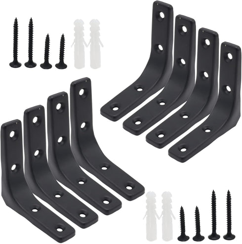 Joyangy 8pcs 3 Inch L Brackets, Heavy Duty Wall Mount Black L Corner