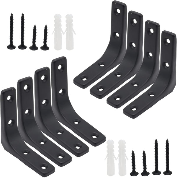 Joyangy 8pcs 3 Inch L Brackets, Heavy Duty Wall Mount Black L Corner