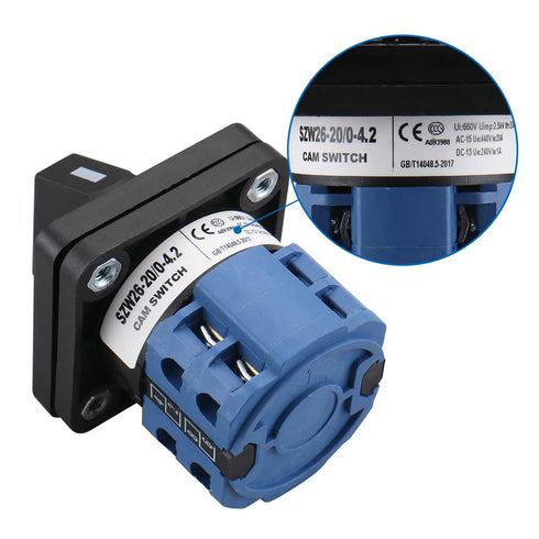 Baomain Cam Changeover Switch, AC 660V 20A, 8 Terminals, 5 Position Rotary Select Switch