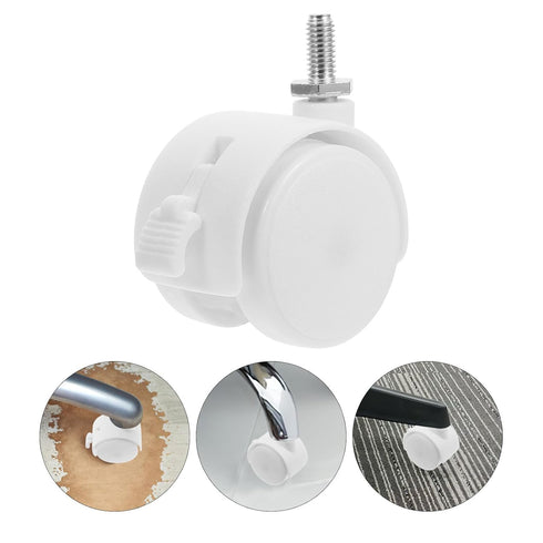 4pcs 1.5-inch SHOWERORO White Furniture Casters with Brake, Universal Swivel Desk Chair Wheels Replacement for Office