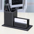 KINGFOM PU Leather Desk Organizer and Accessories, Black Pencil Holder with Business Cards Stand, School Office