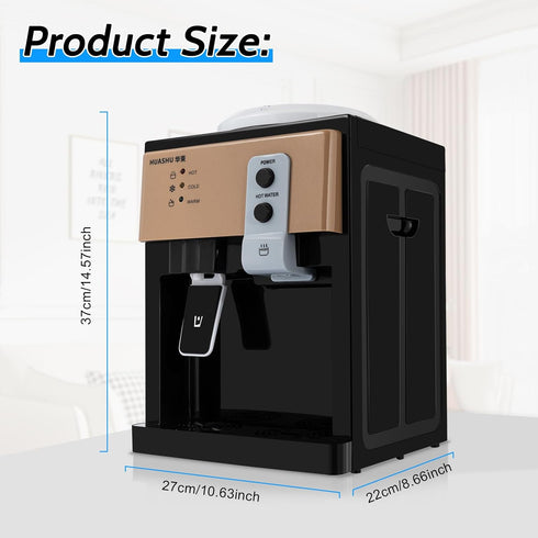 GDIFLS Countertop 1.2~5 3 Settings 197 6 Water Cooler for Gallon - Small Water Dispenser w/ Temp (Hot/Cold/Warm), Heats