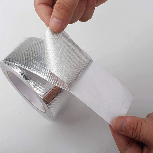 Glass Fiber Cloth Aluminum Foil Tape, HAOT Fireproof Self-Adhesive Tape, 2" x 82' Roll, Silver