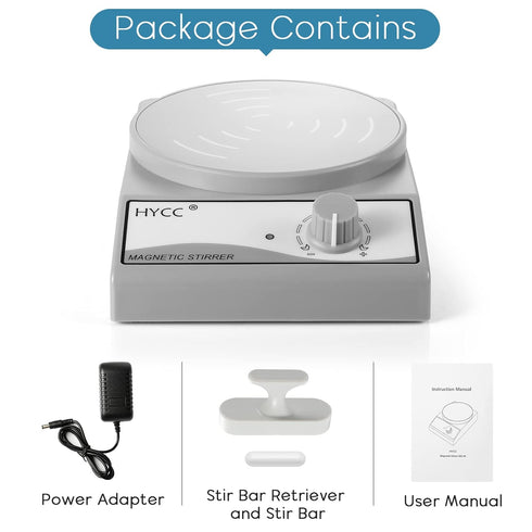 HYCC Laboratory Magnetic Stirrer with Magnetic Stirring Bar and Retriever, 3000 RPM, Max Capacity: 3000ml