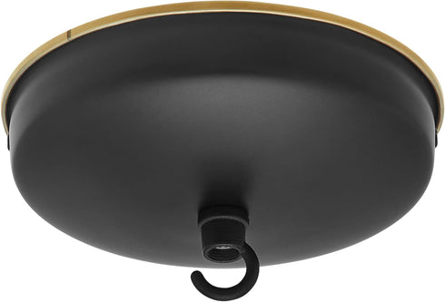 Aspen Creative 21526-11 Black,5-1/8" Diameter,11mm Ceiling Canopy Kit with Warm Brass Trim for Chandelier and Pendant