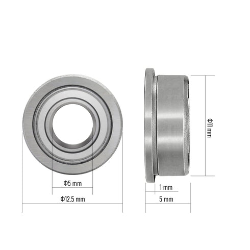 F685ZZ 5 PCS Deep Groove Ball Bearing Flanged Bearing 5×11×5mm Double Metal Shielded Ball Bearing Chrome Steel P0 Z2 Bearing for Industrial Machine,Power Tools