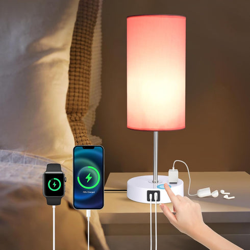 3 Dimmable Table Lamp with USB Port - Desk Lamp Touch Lamp Bedside Lamps for Bedroom, Way Small Lamps for Living Room