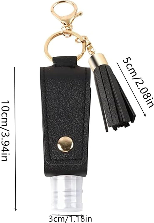 Cbhoktyue 2 Pcs Hand Sanitizer Holder Keychain, Portable Empty Squeeze Bottles Hand Sanitizer Travel Holder Bottle
