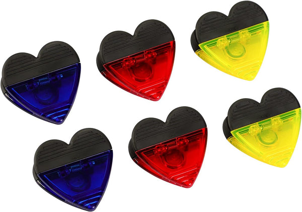 Heart Shape Plastic Clips with Magnetic for Refrigerator Note Holder, Set of 6 All Purpose Clips