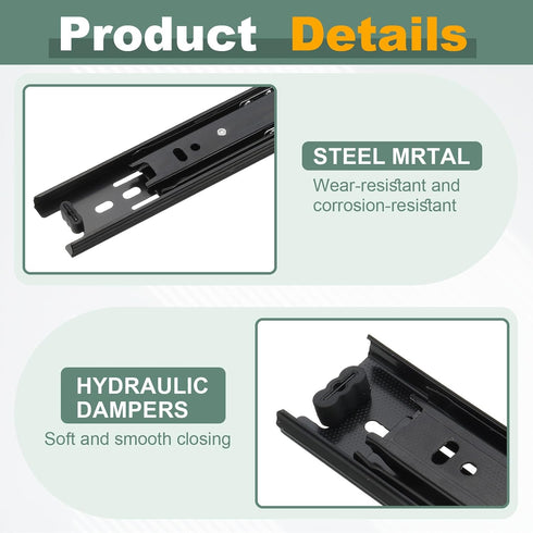 10 1.7 Inch 2Pcs PATIKIL x Drawer Slides, Steel Full Extension Ball Bearing Side Mounted Rails with Mounting Screws