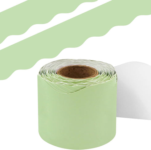 Fancy Land Mint Green Scalloped Bulletin Board Border Trim, 52ft One Roll for Classroom Decoration