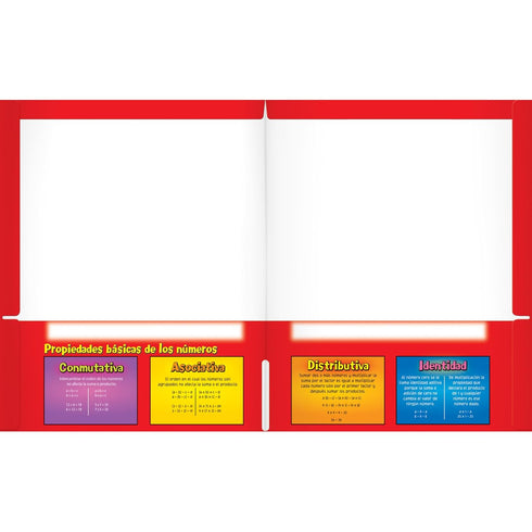 Really Good Stuff Spanish Math 4-Pocket Folders, Intermediate, 12 Folders