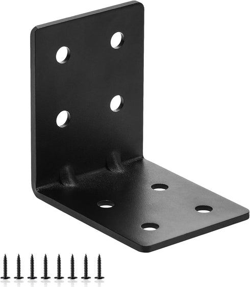 4 PCS Heavy Duty Steel Corner Brackets, 4"x4"x3" 90 Degree L Right