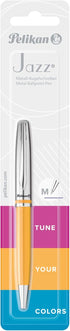 Pelikan Jazz Classic Ballpoint Pen - Medium Nib, Blue Ink Refill Included, Metal, Mustard, Blister Card, 1 Each (815055)