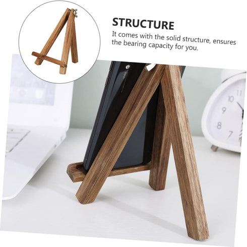 Lurrose Wooden Tripod Display Stand, 1pc Tabletop Phone Holder, Wooden Plate Easel, Mobile Phone Rack