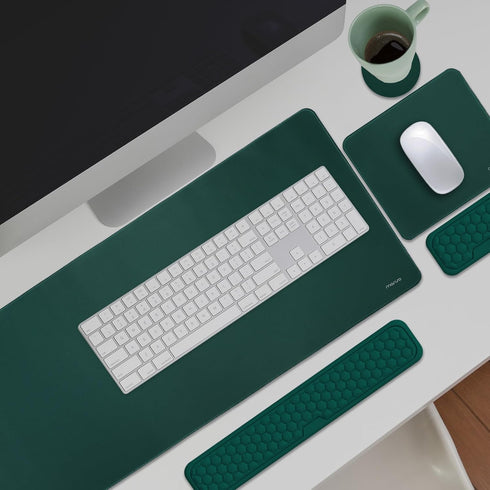 MOSISO Large Gaming Mouse Pad & Massage Keyboard Wrist Rest Set, Ergonomic Non-Slip Base for Home Office, Peacock Green