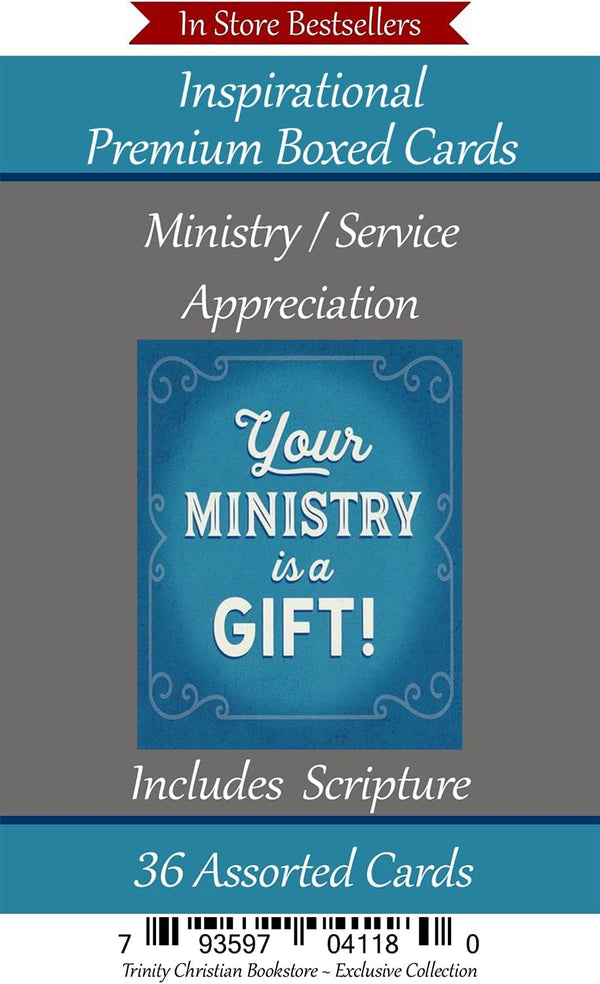 Generic Ministry/Service Appreciation ~ 36 Card Set ~ Religious Greeting Card Assortment w/Scripture
