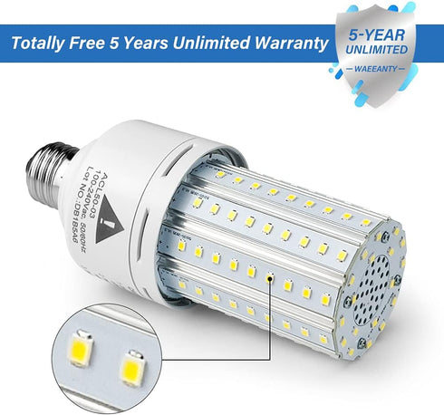 ZP 2-Pack LED Light Bulb 400W Equivalent, 6250 Lumen, 5000K Cool Daylight White, E26/E27 Medium Base, 50W LED Corn Light