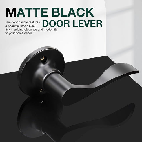 GOBEKOR 1 Pack Right-Handed Door Levers Black Dummy Lever Door Handle Closet Door Handles for Pantry Non-Turning Lock for Hall Closets by GOBEKOR