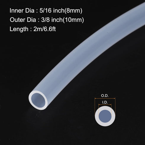 6.6ft 5/16" ID x 3/4" OD Silicone Tubing Clear Industrial Plastic Tubing Pure Silicone Hoses for Pump Siphoning Draining Irrigation Brewing