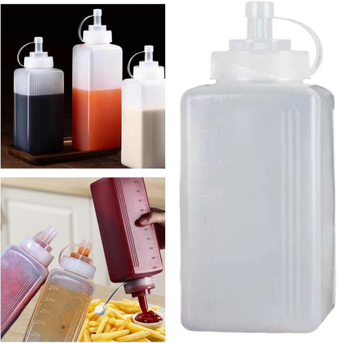 Commercial 600ml Condiment Bottle Ketchup Bottle Leakproof with Lid Ketchup Honey Dispenser for Kitchens Mustard BBQ