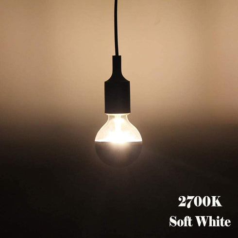 Half Chrome Light Bulb 4W Dimmable G45, 40W Equivalent, Warm White 2700K, E26 Base, 6 Pack