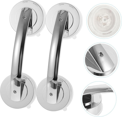 2 Pcs Bathroom Grab Bars for Elderly Shower Handles for Tub Shower Door Suction Cup Plastic Handle Knobs for Disabled