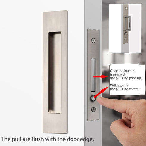 Dontay Pocket Door Edge Pull Brushed Nickel, Hidden Handle for Sliding Door Pull Hardware, Flush Design