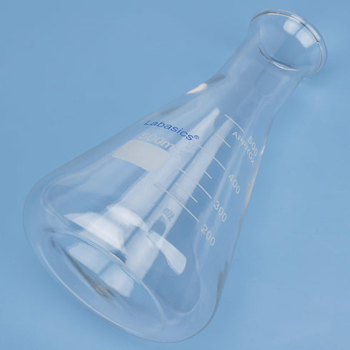 Glass Wide Mouth Erlenmeyer Flask, Borosilicate Glass 500 ml Capacity (Pack of 1)