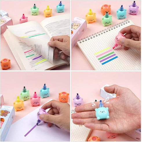 MAGICLULU Petals Highlighters Set, Bear Shape Watercolor Highlighter Pens for Office Stationery Supplies