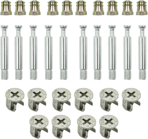 10 Set Cabinet Furniture Connecting Cam Fitting with Dowel and Pre-Inserted Nut