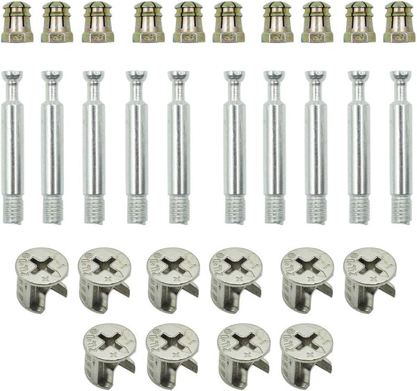 10 Set Cabinet Furniture Connecting Cam Fitting with Dowel and Pre-Inserted Nut
