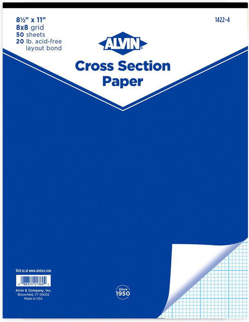 ALVIN Cross Section Graph Paper Pad 8.5" x 11" Model 1422-4 Acid-Free