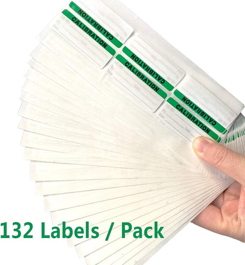 Calibration Stickers, Green Black Word Calibration Labels, Self Laminating Protects Writing from Smearing, 132