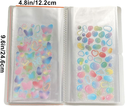 Sticker Organizer Binder Album, Large Clear Sticker Storage Book, 4.8 x 9.6inch for Planner Journal Scrapbook Stickers