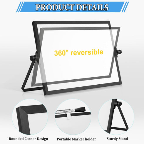 Magnetic Dry Erase White Board, 8" x 12" Double-Sided Desktop Whiteboard with Stand, Portable for Home, Office, School