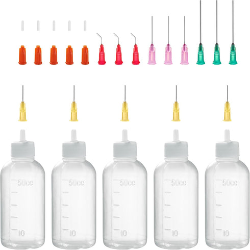 50ml Precision Tip Applicator Bottle with Blunt Tip Needle and Cap, 18G 20G 25G Needle Tip Squeeze Bottle