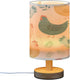 ALAZA Doodle Rooster Chicken Leaves Bedside Table Lamp with USB Port for Bedroom Nightstand Lamps Night Light Linen