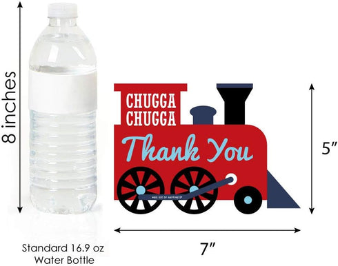 Set 12 Big Dot of Happiness Railroad Party Crossing - Shaped Cards - Steam Train Birthday or Baby Shower Thank You Note