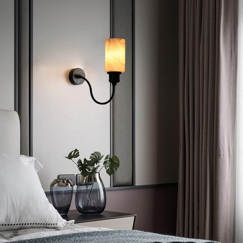 2 Pack 1 5/8 inch G0083 White Marble Glass Cylinder Lamp Shade with Fitter, Light Fixture Replacement Globe Cover