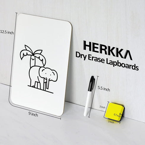 Dry Erase Lapboards, HERKKA 12 Pack Double Sided Dry Erase Lap Boards 9 x 12.5 Inch, 12 Markers, 12 Erasers, Small Dry Erase Boards for Classroom Supplies by HERKKA