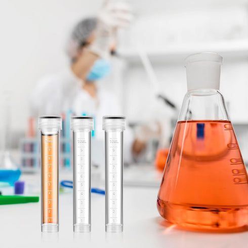 10PCS Clear Plastic Test Tubes with Caps, 10ml Vials Seal Cap Container for Laboratory School Scientific Experiments