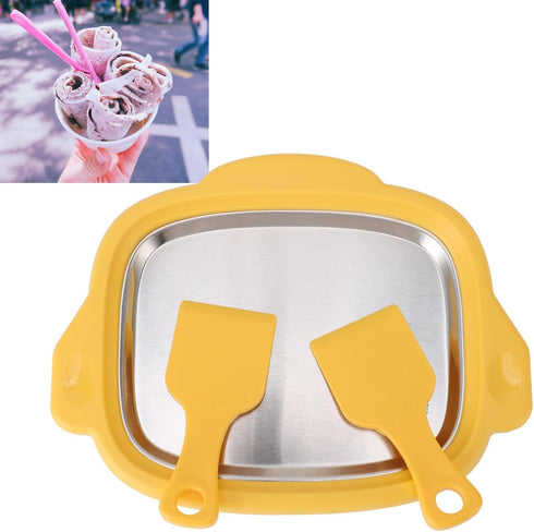 304 2 Rolled Ice Cream Maker, Stainless Steel Instant Ice Cream Roller Tray Board with Scrapers, Food Grade Freezing