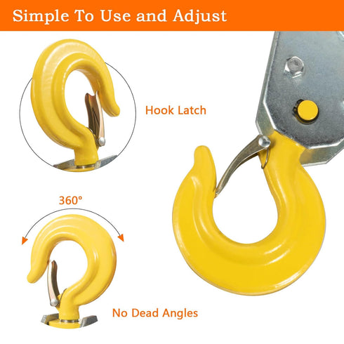 2Ton Heavy Duty Pulley Hook, Lifting Block Hoist with Hook for 5/8" Wire Rope Snatch Block, 1 Pack