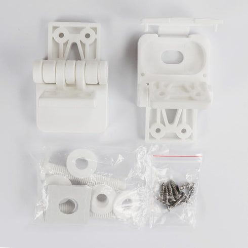 Meaferks Set lids,1 (2Pcs- MFL15) Toilet Seat Hinges Replacement Parts White Plastic Hinge with Screws, Connectors