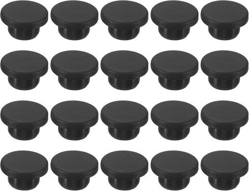 MECCANIXITY Silicone Rubber Hole Plug 17mm Diameter Soft Flexible Stopper for 16mm Hole Black, 20 Pieces